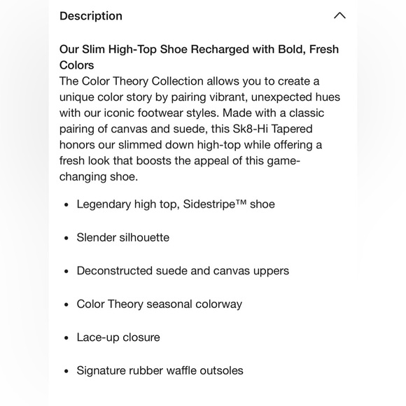 VANS Sk-8 Hi Tapered Shoe - 7.5 - Picture 3 of 7